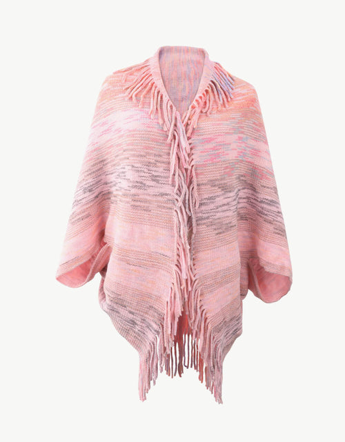 Load image into Gallery viewer, Multicolored Fringe Trim Poncho
