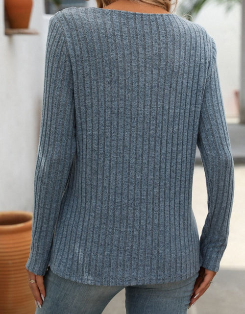 Load image into Gallery viewer, Mandy Ribbed V-Neck Long Sleeve T-Shirt
