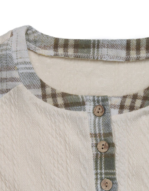 Load image into Gallery viewer, Perfee Plaid Half Button Long Sleeve T-Shirt
