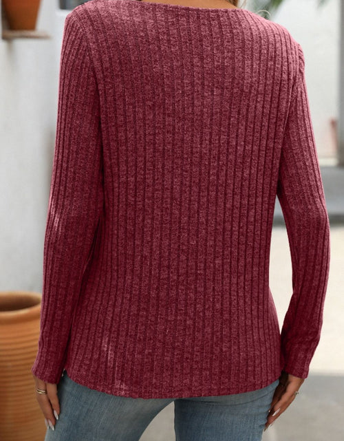 Load image into Gallery viewer, Mandy Ribbed V-Neck Long Sleeve T-Shirt
