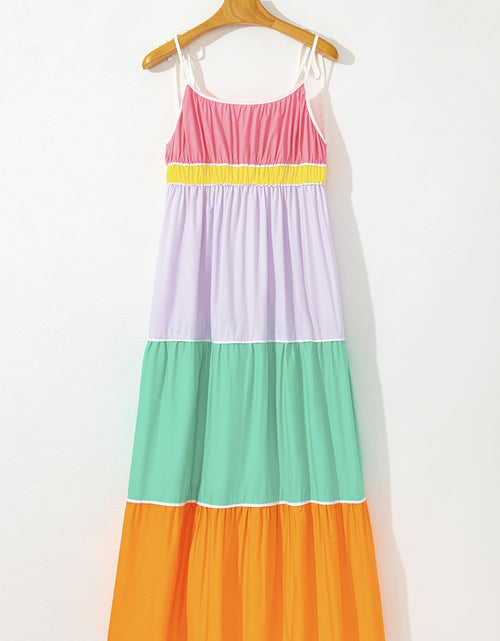 Load image into Gallery viewer, Color Block Flowy Tiered Maxi Dress with Pockets

