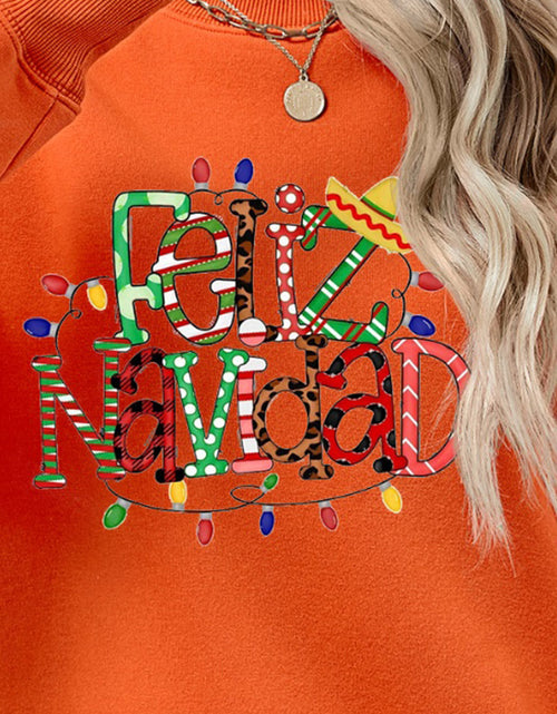 Load image into Gallery viewer, FELIZ NAVIDAD Round Neck Drop Shoulder Sweatshirt
