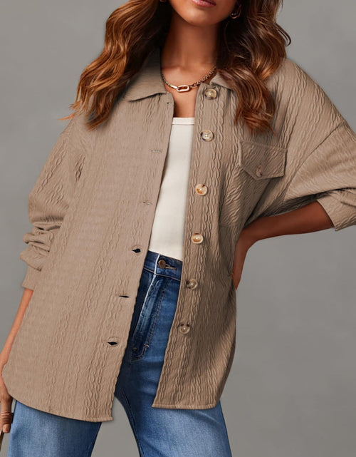 Load image into Gallery viewer, Textured Button Up Long Sleeve Shacket
