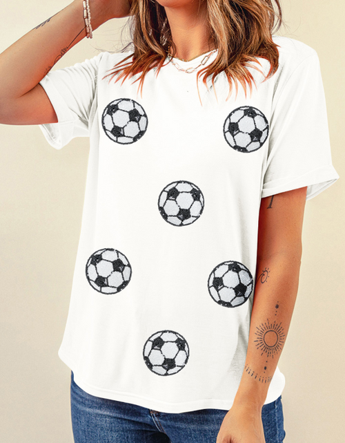 Load image into Gallery viewer, Football Round Neck Short Sleeve T Shirt
