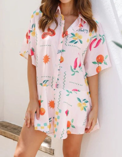 Load image into Gallery viewer, Printed Collared Neck Half Sleeve Romper
