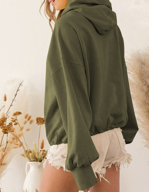 Load image into Gallery viewer, Zip-Up Dropped Shoulder Hoodie
