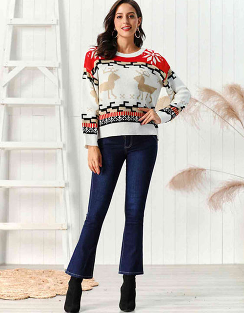 Load image into Gallery viewer, Reindeer Round Neck Sweater

