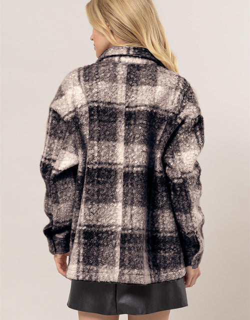 Load image into Gallery viewer, HYFVE Plaid Button Up Boucle Jacket
