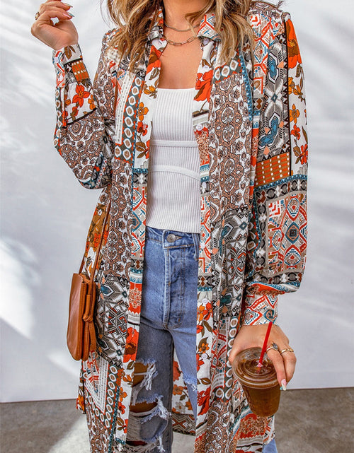 Load image into Gallery viewer, Printed Button Up Long Sleeve Cardigan
