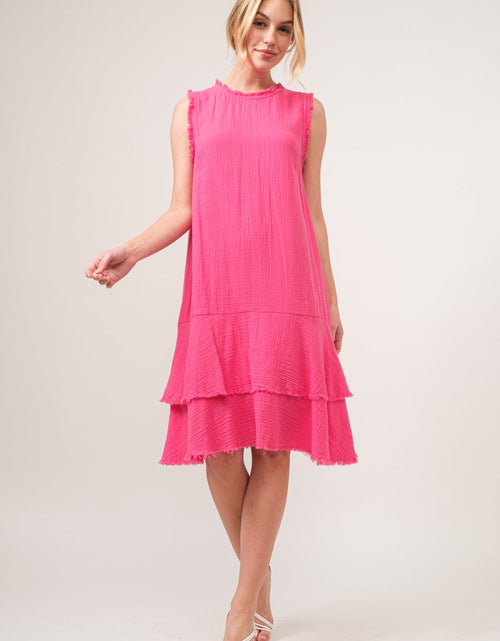 Load image into Gallery viewer, And The Why Washed Fringe Detail Tiered Dress
