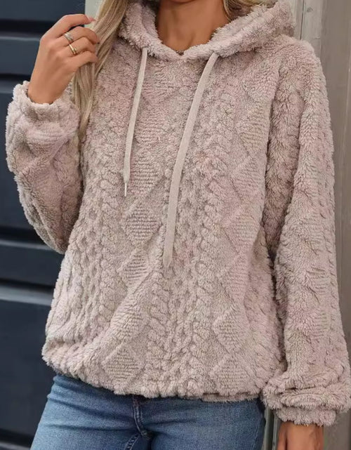 Load image into Gallery viewer, Drawstring Long Sleeve Plush Hoodie
