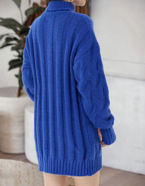 Load image into Gallery viewer, Cable-Knit Turtleneck Sweater Dress
