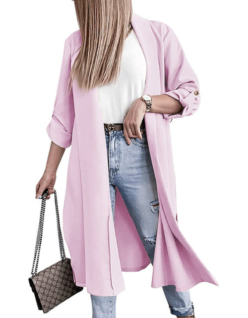 Load image into Gallery viewer, Slit Open Front Roll-Tab Sleeve Trench Coat
