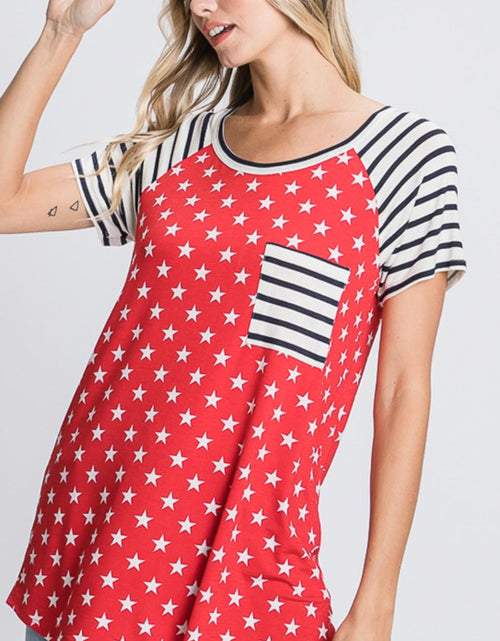 Load image into Gallery viewer, Heimish Full Size Star &amp; Striped Round Neck Short Sleeve T-Shirt Plus Size
