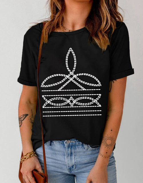 Load image into Gallery viewer, Graphic Round Neck Short Sleeve T-Shirt
