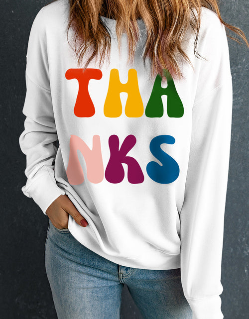 Load image into Gallery viewer, THANKS Round Neck Long Sleeve Sweatshirt
