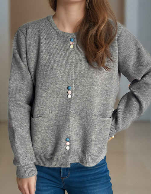 Load image into Gallery viewer, Button Down Long Sleeve Cardigan with Pockets
