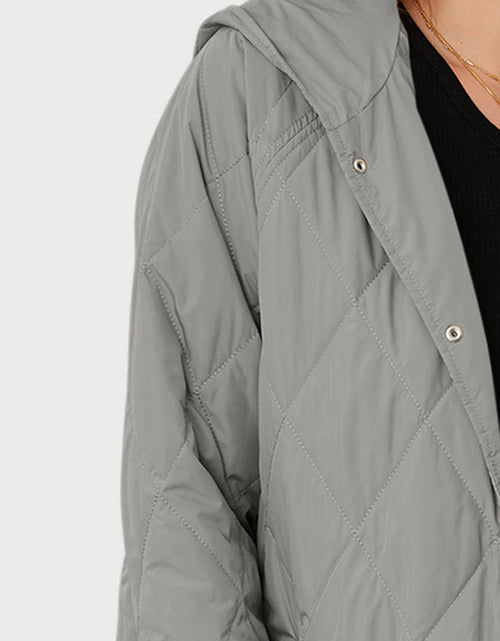 Load image into Gallery viewer, Snap Down Hooded Slit Winter Coat
