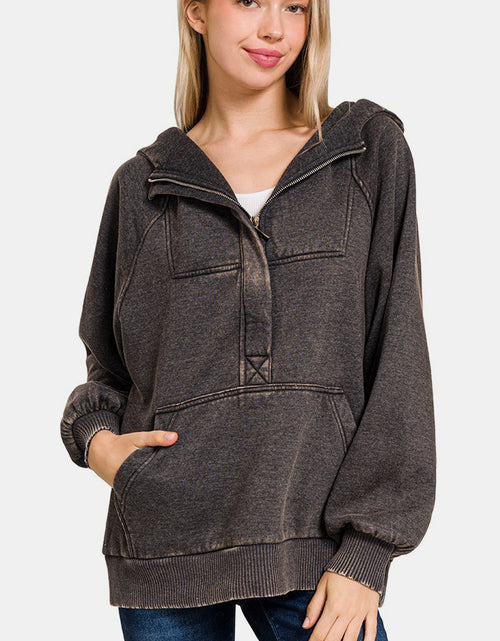 Load image into Gallery viewer, Zenana Acid Wash Fleece Kangaroo Hoodie
