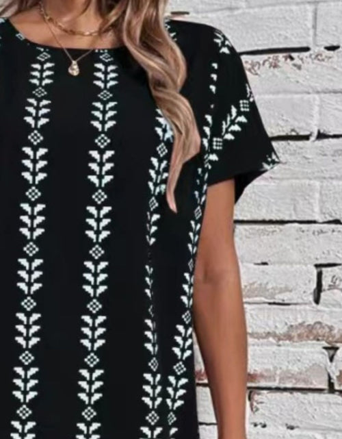 Load image into Gallery viewer, Printed Round Neck Short Sleeve Dress
