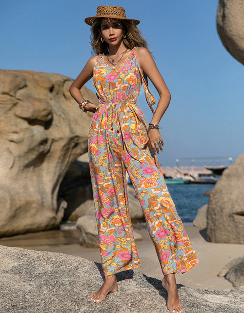 Load image into Gallery viewer, V-Neck Wide Leg Jumpsuit
