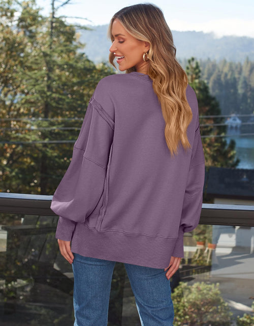 Load image into Gallery viewer, Slit Round Neck Long Sleeve Sweatshirt
