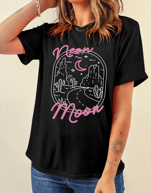 Load image into Gallery viewer, Graphic Round Neck Short Sleeve T-Shirt

