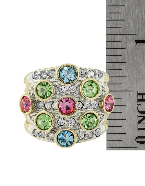 Load image into Gallery viewer, Vintage Pave Austrian Crystal Ring Womens Antique Ring 18k Yellow Gold Electroplated Made in USA by PVD Vintage Jewelry
