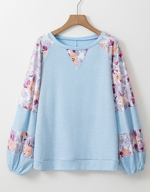 Load image into Gallery viewer, Printed Round Neck Balloon Sleeve Sweatshirt
