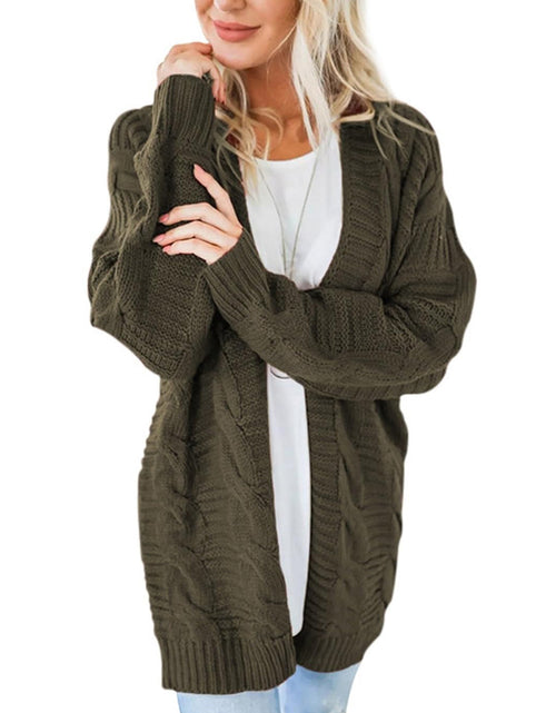 Load image into Gallery viewer, Cable-Knit Open Front Long Sleeve Cardigan

