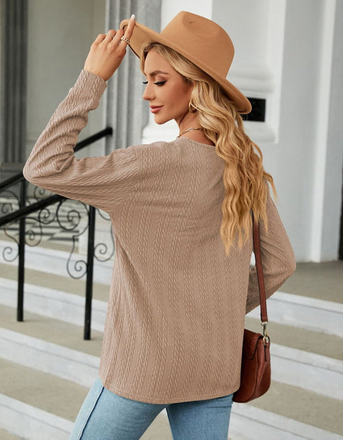Load image into Gallery viewer, Decorative Button V-Neck Long Sleeve T-Shirt
