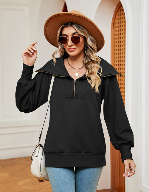 Load image into Gallery viewer, Half-Zip Collared Sweatshirt
