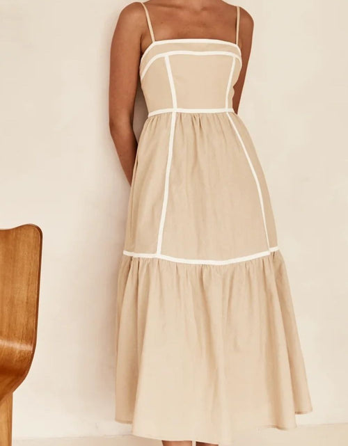 Load image into Gallery viewer, Contrast Trim Square Neck Midi Cami Dress

