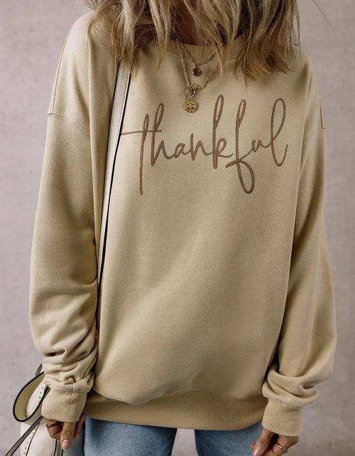 Load image into Gallery viewer, THANKFUL Round Neck Long Sleeve Sweatshirt
