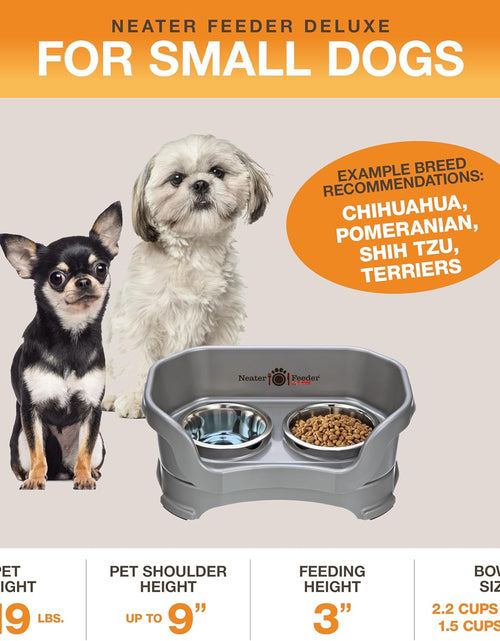 Load image into Gallery viewer, Neater Feeder - Deluxe Model - Mess-Proof Dog Bowls (Small, Gunmetal Grey) - Made in USA - Elevated, No Spill, Non-Tip, Non-Slip, Raised Stainless Steel Food &amp; Water Pet Bowls
