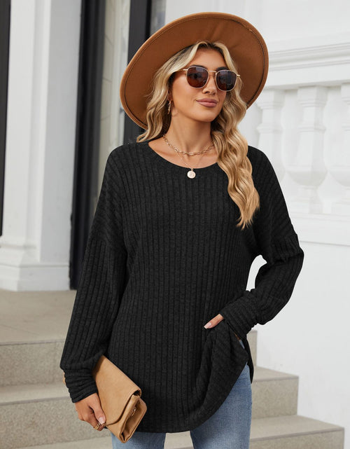 Load image into Gallery viewer, Ribbed Round Neck Long Sleeve T-Shirt
