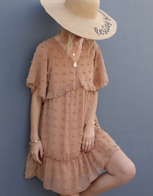 Load image into Gallery viewer, Swiss Dot V-Neck Flutter Sleeve Mini Dress
