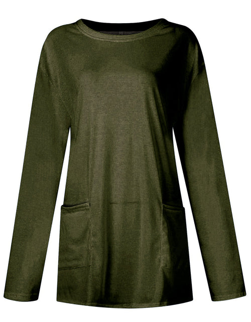 Load image into Gallery viewer, Full Size Pocketed Round Neck Long Sleeve T-Shirt
