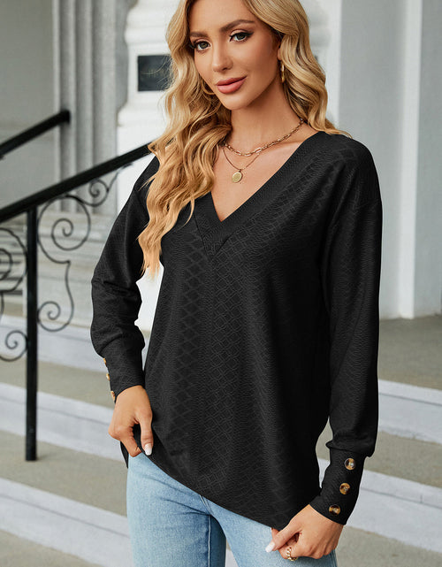 Load image into Gallery viewer, V-Neck Lantern Sleeve T-Shirt
