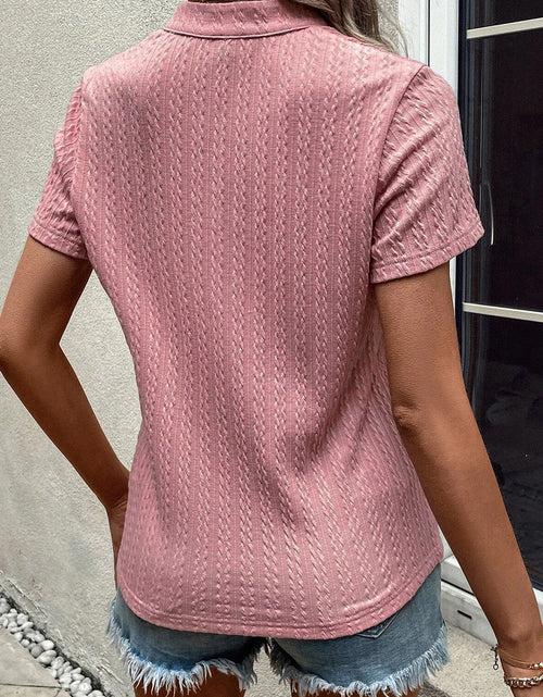 Load image into Gallery viewer, Textured Notched Short Sleeve T-Shirt
