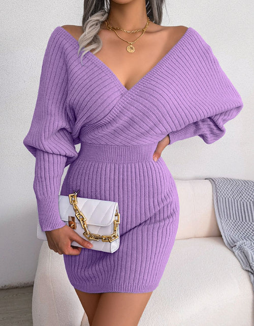 Load image into Gallery viewer, Rib-Knit Dolman Sleeve Sweater Dress
