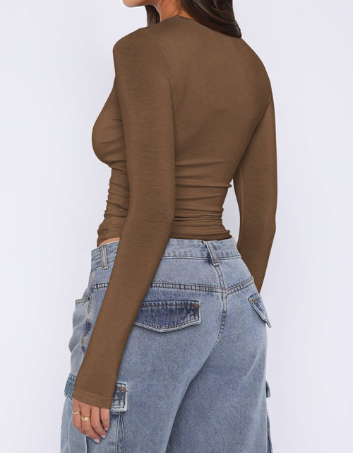 Load image into Gallery viewer, Ruched Asymmetrical Neck Long Sleeve T-Shirt
