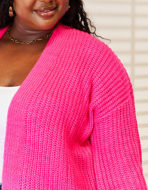Load image into Gallery viewer, Woven Right Rib-Knit Open Front Drop Shoulder Cardigan
