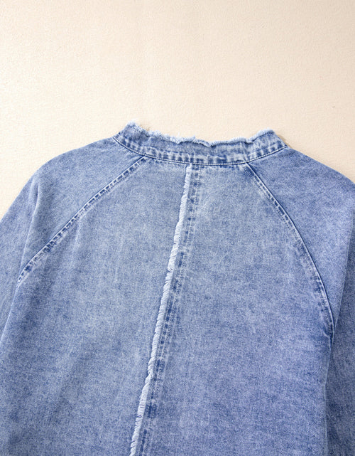 Load image into Gallery viewer, Raw Hem Button Down Long Sleeve Denim Dress
