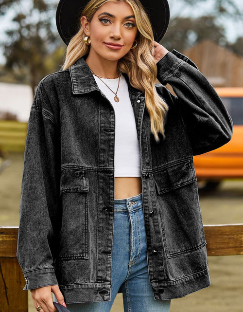 Load image into Gallery viewer, Dropped Shoulder Denim Jacket with Pockets
