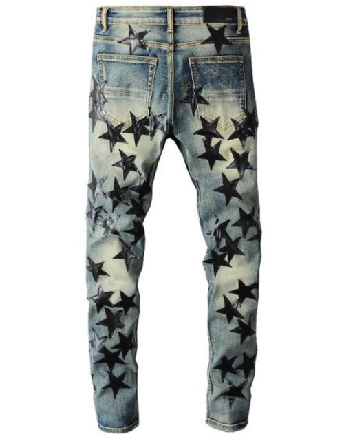Load image into Gallery viewer, Men's Washed Star Slim Jeans
