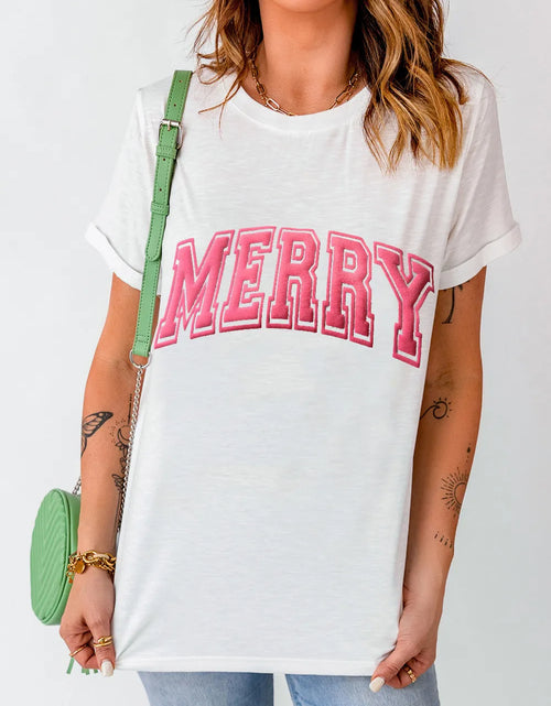 Load image into Gallery viewer, MERRY Round Neck Short Sleeve T-Shirt
