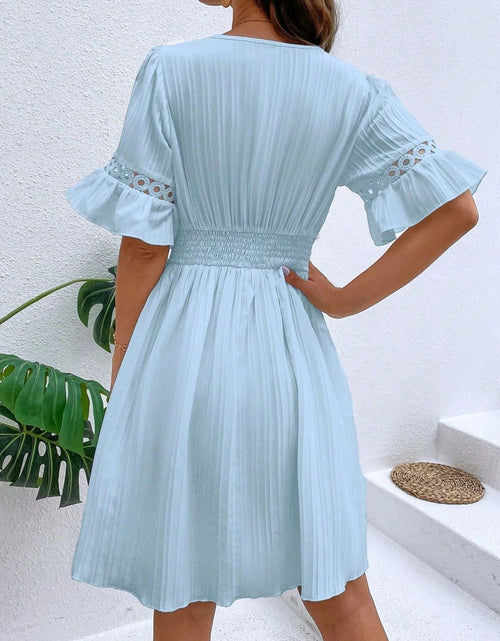 Load image into Gallery viewer, Cutout V-Neck Flounce Sleeve Mini Dress
