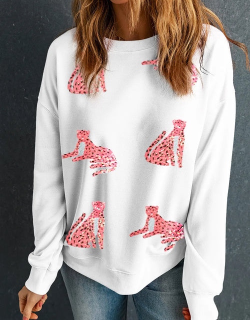 Load image into Gallery viewer, Leopard Round Neck Long Sleeve Sweatshirt
