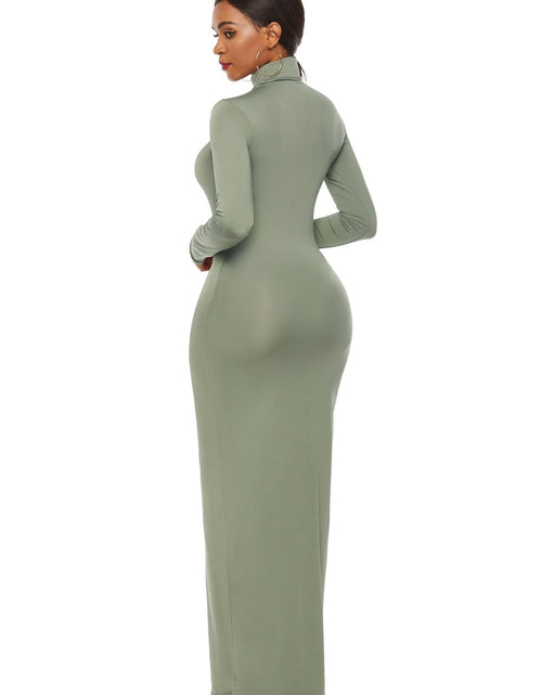 Load image into Gallery viewer, Mock Neck Long Sleeve Maxi Slim Dress
